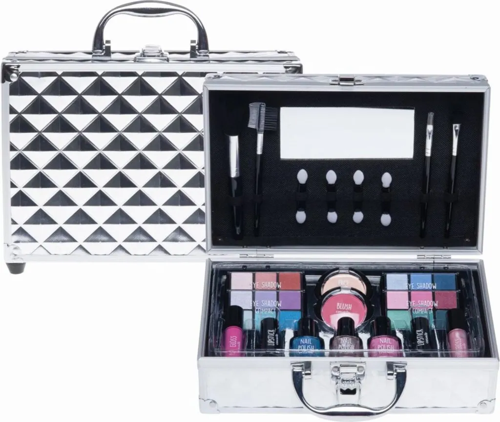 Trousse de toilette voyage argentée croco - Organisateur maquillage sac