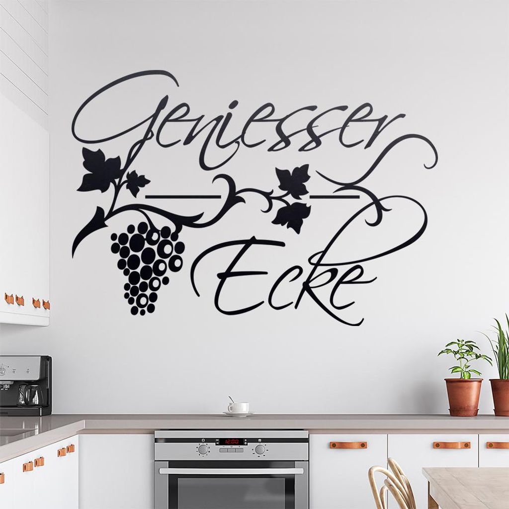Geniesser Ecke Trauben Wandtattoo in 6 Größen - Wandaufkleber Wall Sticker - Dekoration, Küche, Wohnzimmer, Schlafzimmer, Badezimmer