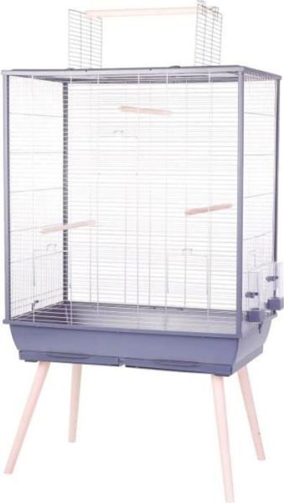 Neolife Vogelkäfig für Sittiche, grau, 81x48x152 cm, mit aufklappbarem Dach und 1,2 cm Gitterabstand