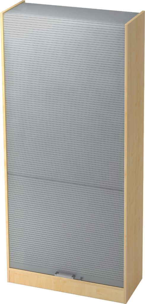 bümö Rollladenschrank office - 5 Ordnerhöhen - Nachbildung Ahorn/Silber, Griff: Chromgriff (Metall)