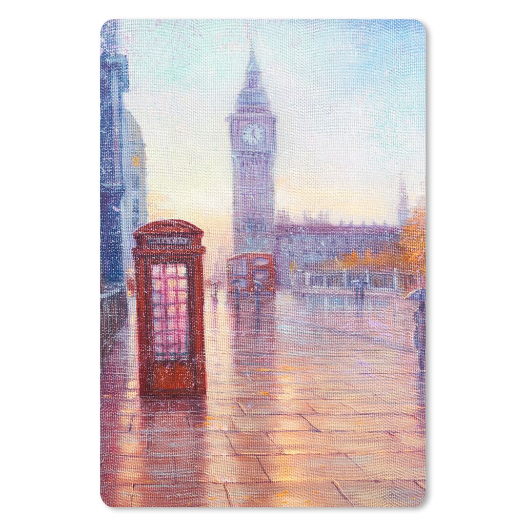 MuchoWow Mauspad Mousepad Malerei - Ölgemälde - London - Telefon 18x27 cm - Mousepads - Maus Mat - Pad - Mausunterlage