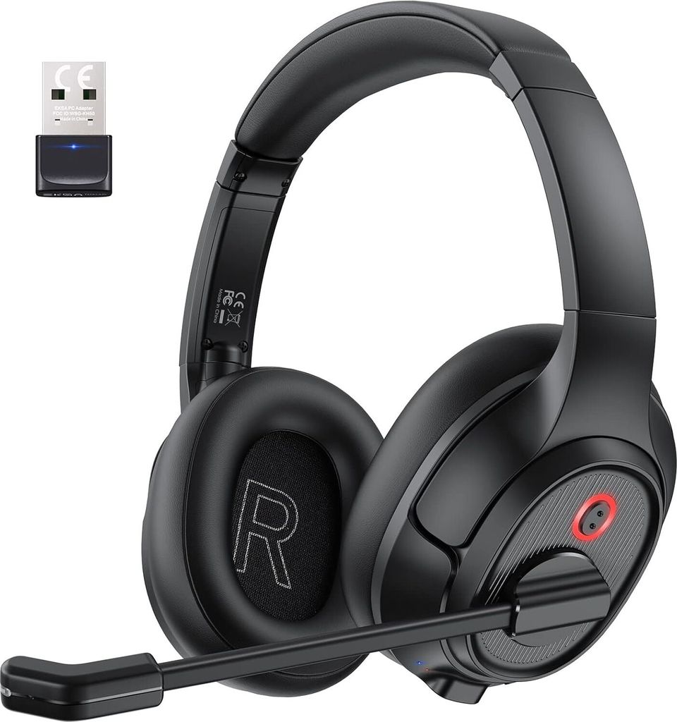 Gaming-Headset (Wireless Business Headset, Bluetooth Headset, Bluetooth Headset mit Mikrofon Bis zu 55 Stdn & 10 Meter Reichweite)