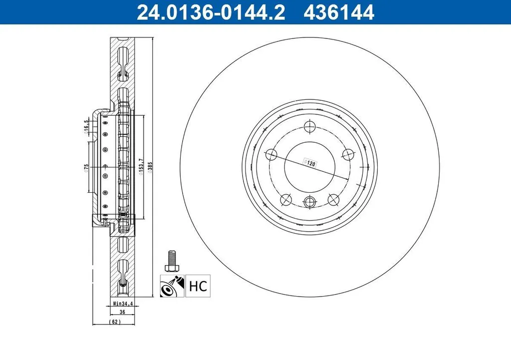 Disque de frein avant BMW X5 E70 ATE 385 mm pour un freinage sécurisant