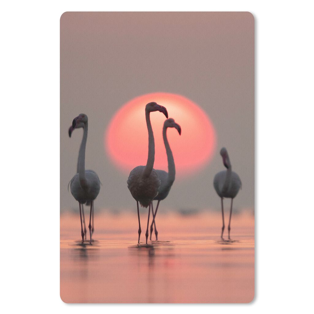 MuchoWow Mauspad Mousepad Vogel - Flamingo - Sonnenuntergang - Rosa 40x60 cm - Mousepads - Maus Mat - Pad - Mausunterlage - Schreibtisch Accesoire