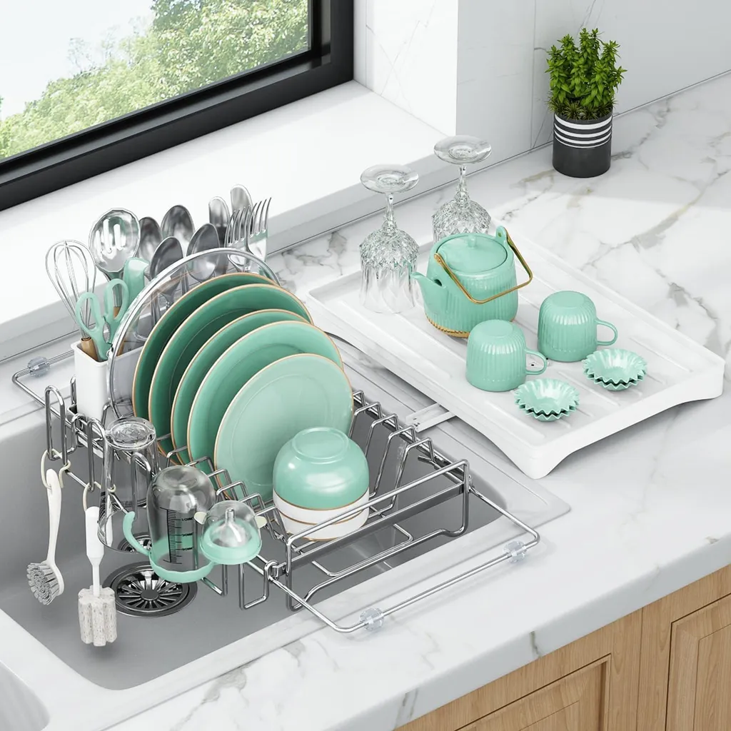 Égouttoir évier en acier inox 304 peu encombrant avec support tasses