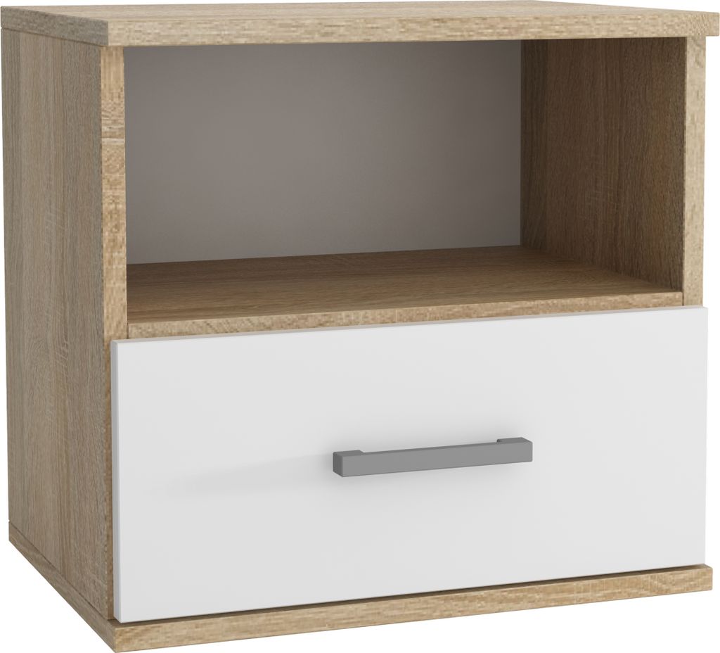 Masseno Nachttisch NOCTA Nachtschrank Beistelltisch für Schlafzimmer 48 x 50 x 35 cm Weiß