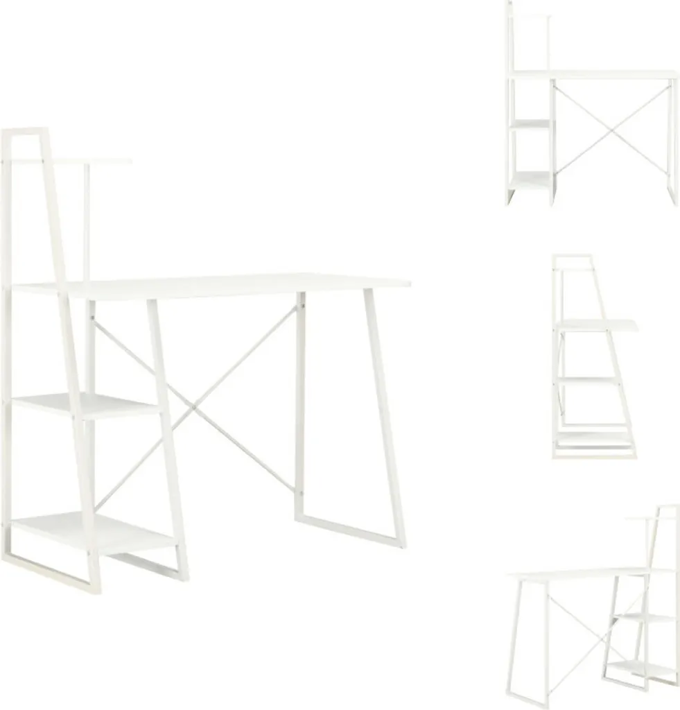 Bureau blanc 102x50x117 cm vidaXL avec étagères de rangement pratiques
