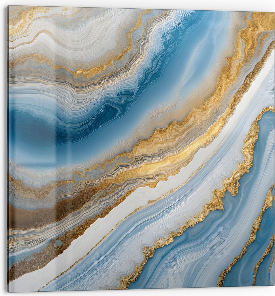 DEQORI Küchenrückwand Glas 60x60 cm 'Goldene Meeresströmung' Spritzschutz Bad Rückwand Küche