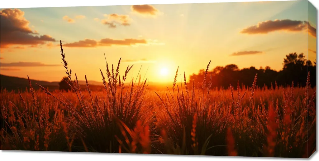 Quadro Paesaggio Panorama Campo 2 per Camera da Letto - Tela 100x50