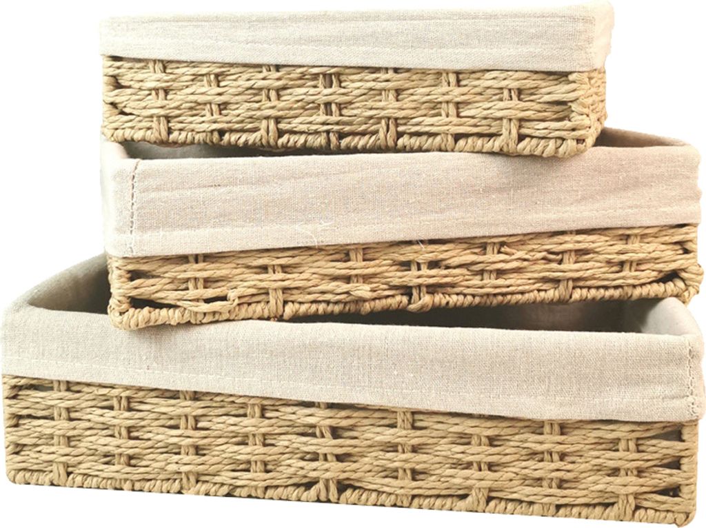 3-teiliger Weiden-Aufbewahrungskorb, handgewebtes Papierseil, Regalkoerbe, Aufbewahrungsbehaelter, Organisation, Nistkoerbe, Beige