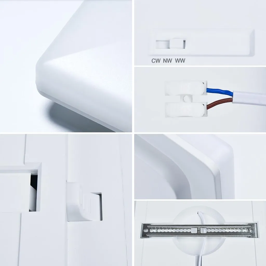 Plafonnier LED carré à gradation 3CCT - Éclairage modulable blanc 24W