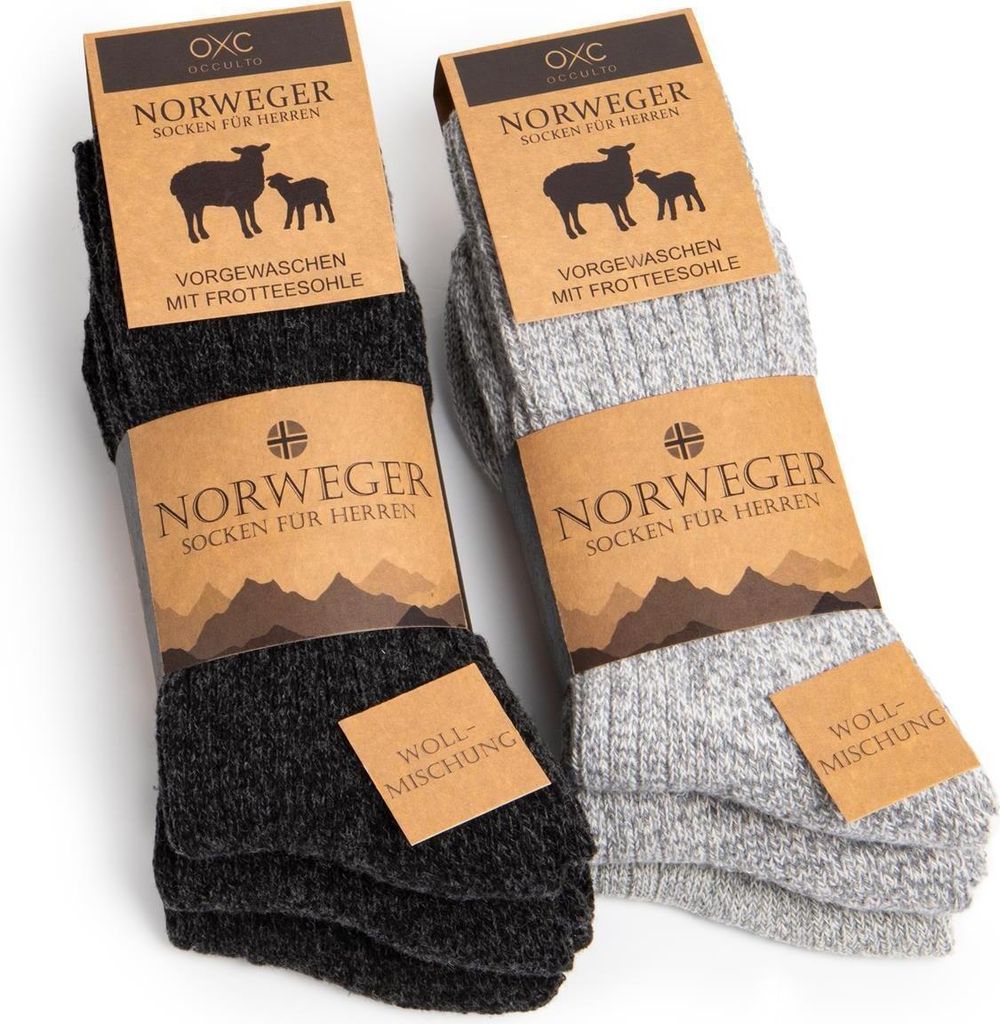 Occulto Herren Norweger Socken 6er Pack (Modell: Finn) Grey Mix 39-42