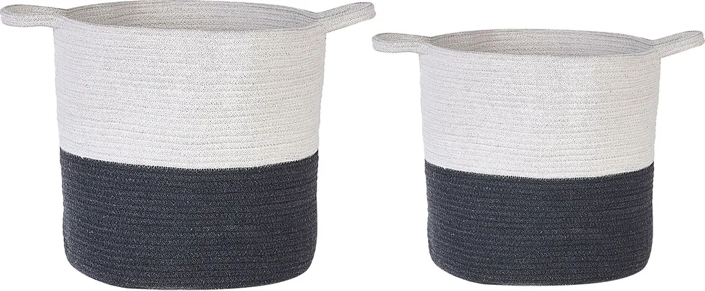 Paniers de rangement en coton tressé bicolore pour chambre et salon