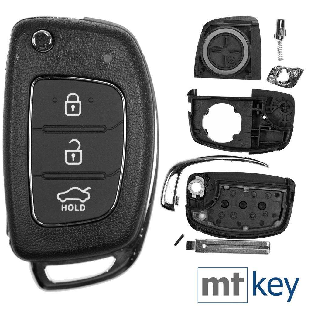 Klapp Schlüssel Hülle Grau Kompatibel mit Hyundai i10 i20 i40 ix25 ix35  Tucon Santa Fe