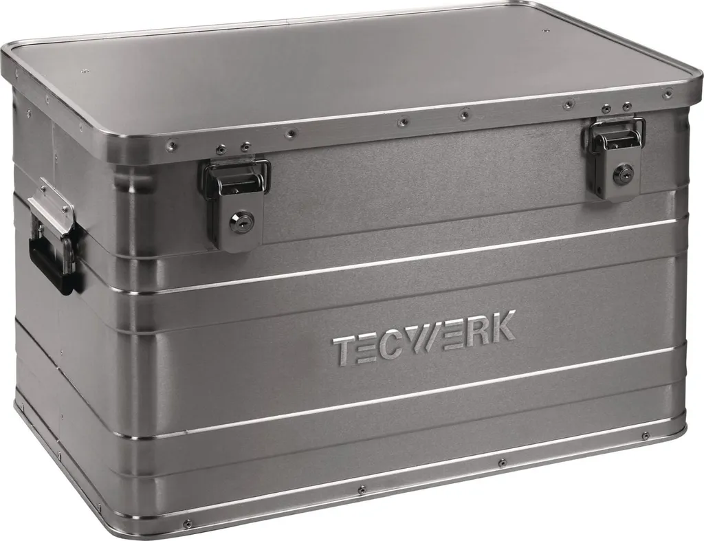Malle de rangement en alu 70 litres avec fermeture sécurisée à clapet