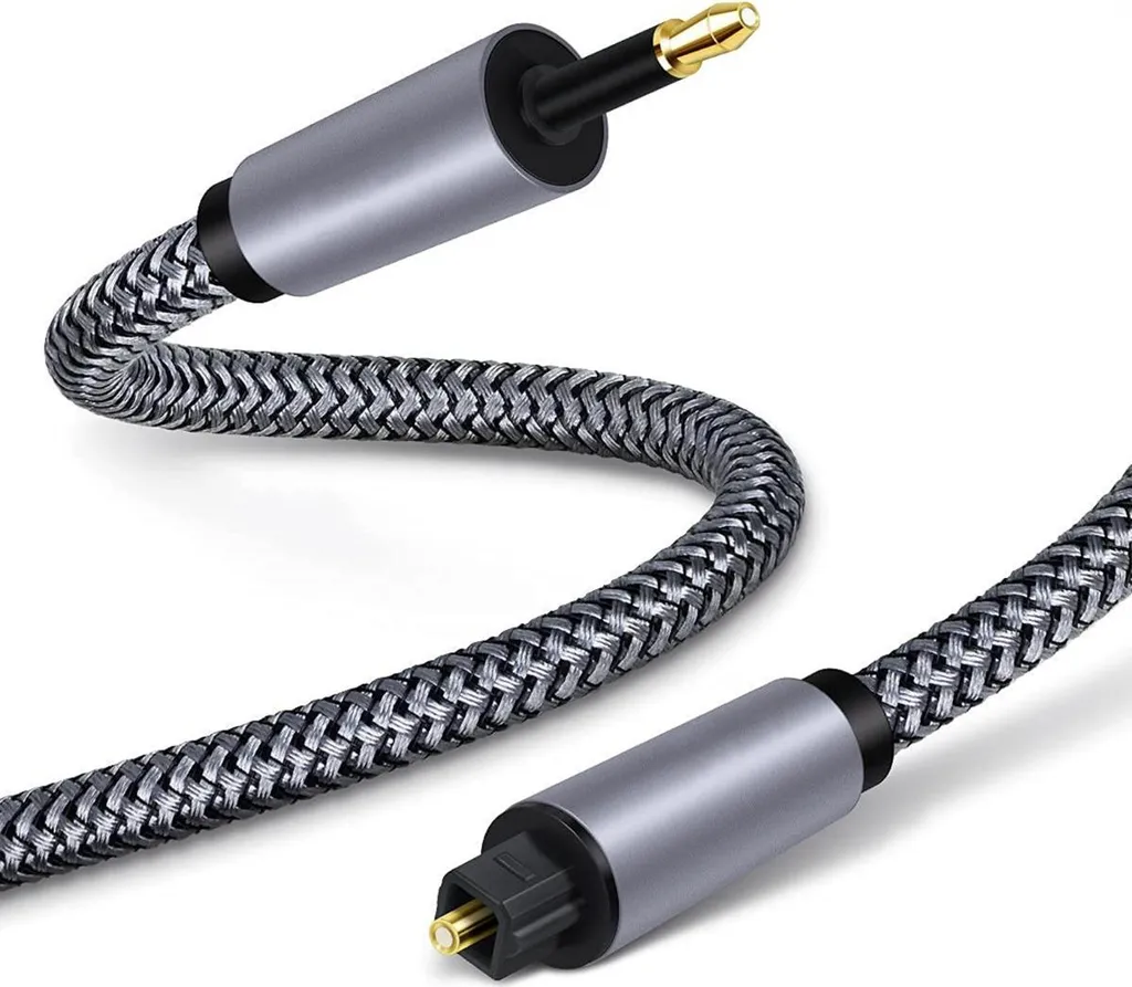 Cavo Audio Ottico 5M Mini Toslink S/PDIF | Nylon Grigio per PS5 e Soundbar