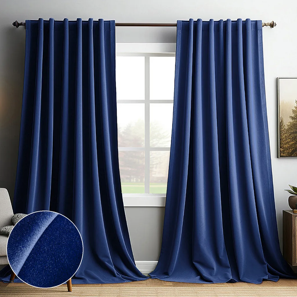 Tenda Termica Velluto Blu 2 Pezzi 132x244 - Risparmio in Bolletta