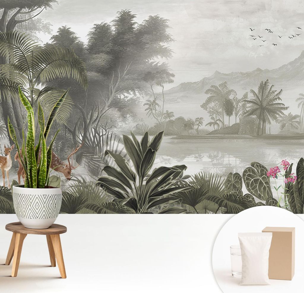 Fototapete - 208x146 cm - Tapete - Wandtapete - Wandbilder - Dekofolie - Tapete Folie - Wand - Dekoration - Wohnzimmer - Tropische Oase