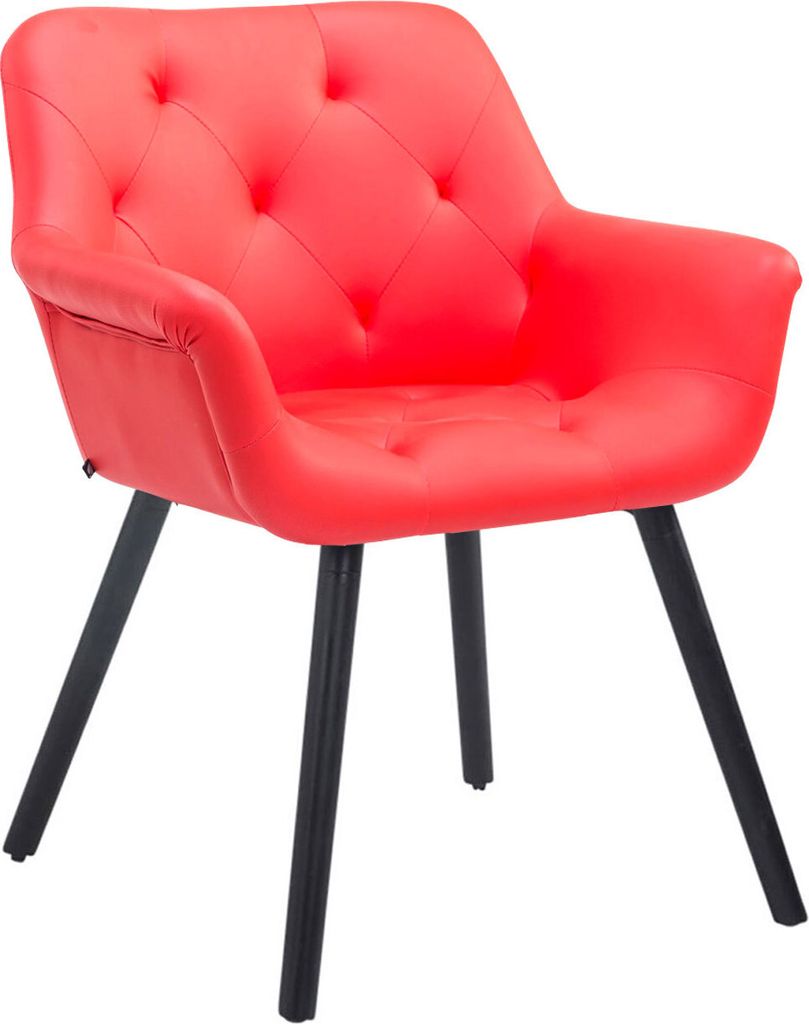 CLP Besucherstuhl Cassidy Kunstleder mit Armlehne Farbe:rot;Gestell Farbe:schwarz