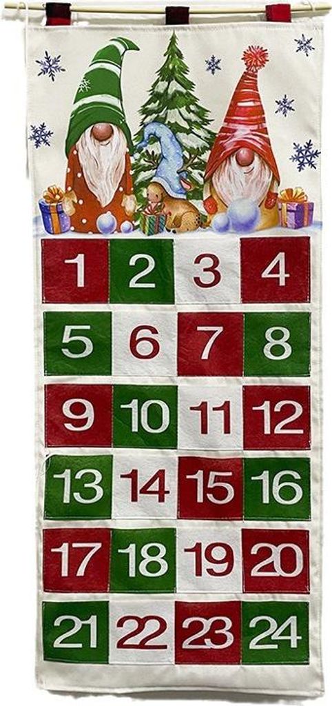 Weihnachts-Adventskalender, 24-Tage-Countdown bis Weihnachten, Countdown-Kalender mit befüllbaren Taschen, wiederverwendbare Wand- und Türdekorat...