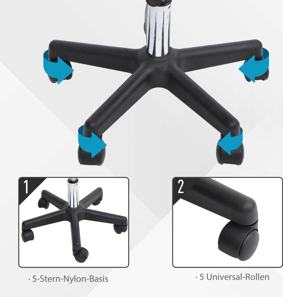 HOMCOM Rollhocker Höhenverstellbarer Arbeitshocker mit Produktbild 6
