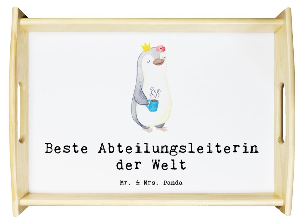 Mr. & Mrs. Panda tablett für bett Pinguin Beste Abteilungsleiterin der Welt - Weiß - Geschenk, holz serviertablett, Würdigung, Geschäftsführer...