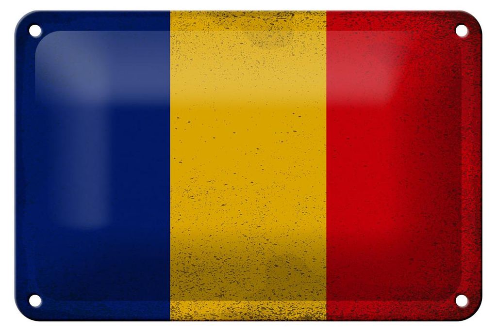 Blechschild Flagge Rumänien 18x12cm Flag of Romania Vintage Dekoration