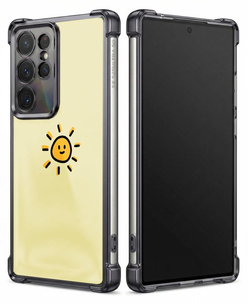 Personalisierte Hülle mit Bild für Samsung Galaxy S23 Elektroplattiert TPU Stoßdämpfer Handyhülle mit Sonnengesicht-Musterdruck