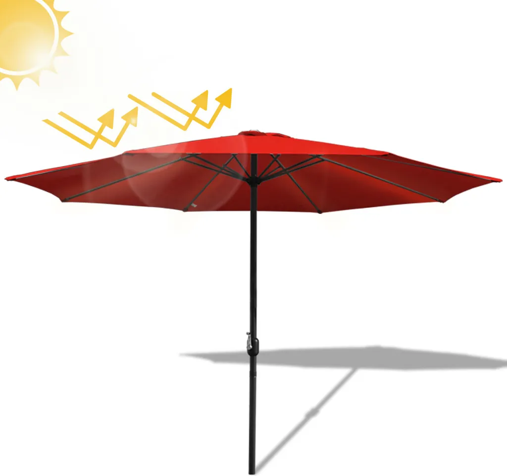 Aopunly ombrellone a sbalzo 350 cm con protezione UV, manovella ombrellone da giardino rosso ombrellone da spiaggia