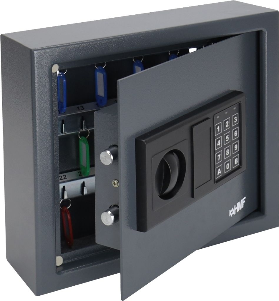 Schlüsseltresor mit Elektronikschloss & 30 Haken, 30x28x10 cm, HMF, Anthrazit