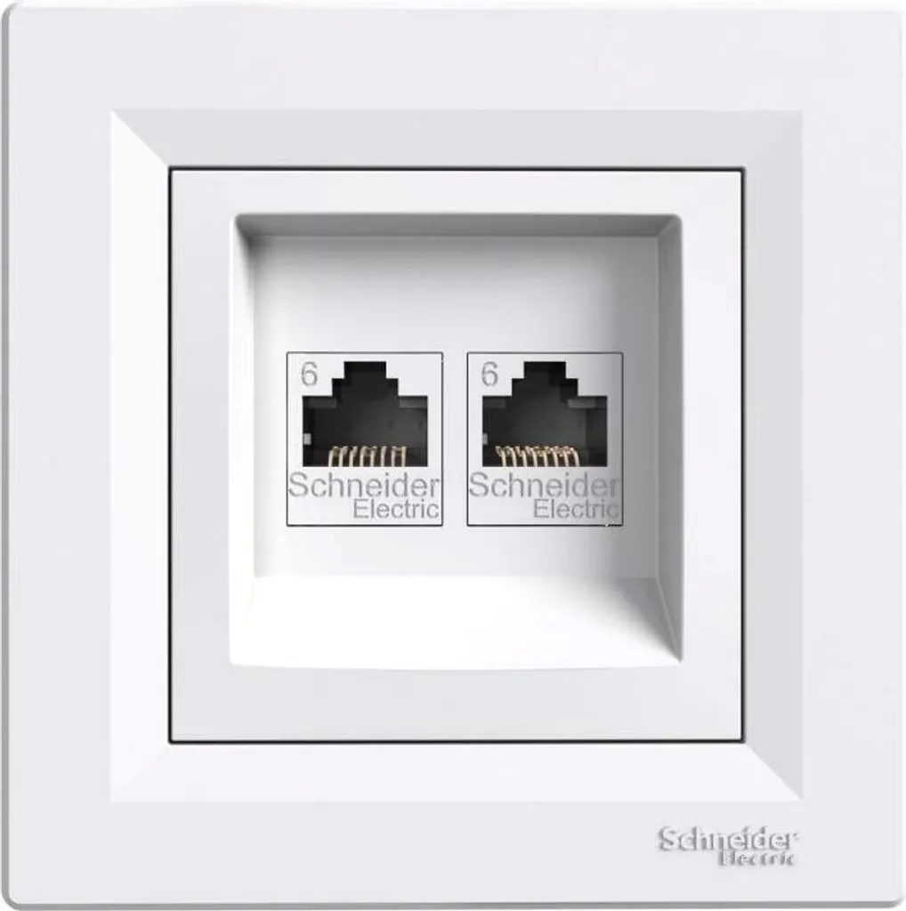 Prise réseau 2x Cat.6 UTP Schneider Asfora EPH4800121 avec cadre blanc