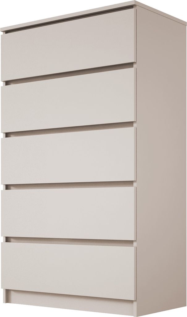 A tall, narrow chest of drawers with five drawers.