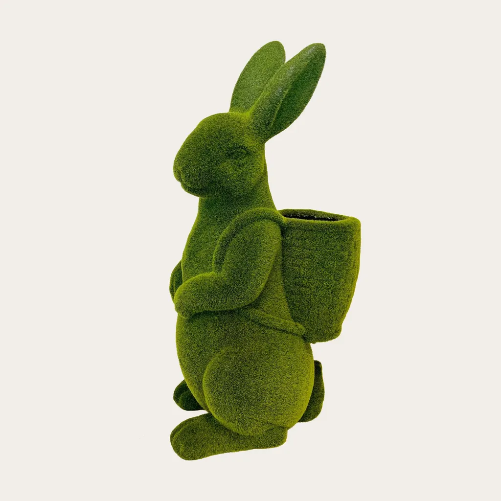 Lapin en gazon synthétique KEYHOMESTORE avec pot de fleurs hauteur 75 cm