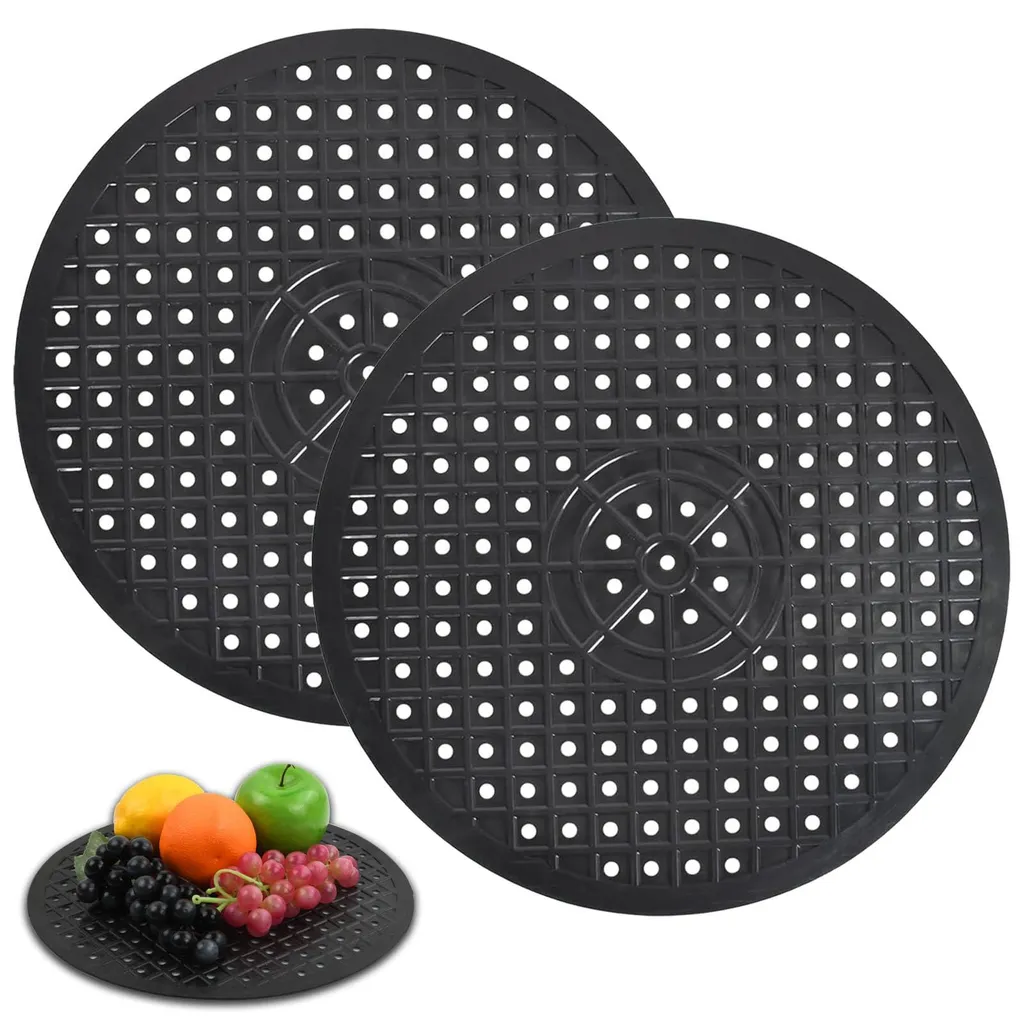 Tapis égouttoir en caoutchouc noir 31cm antidérapant et drainant, x2
