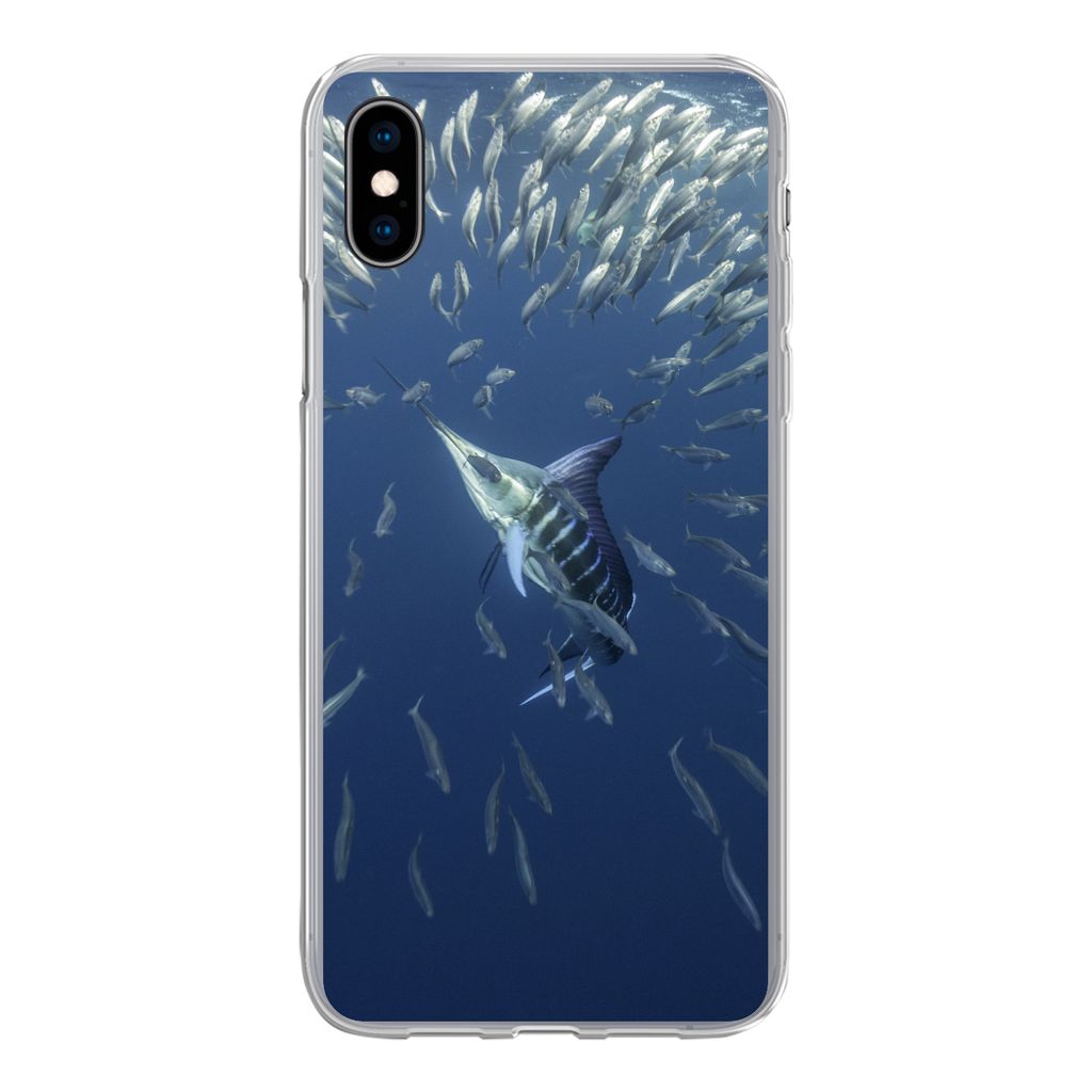 MuchoWow Handyhülle Schutzhülle Hülle für iPhone Xs Fisch - Schwertfisch - Wasser Silikon Softcase Handy Hülle - Handytasche
