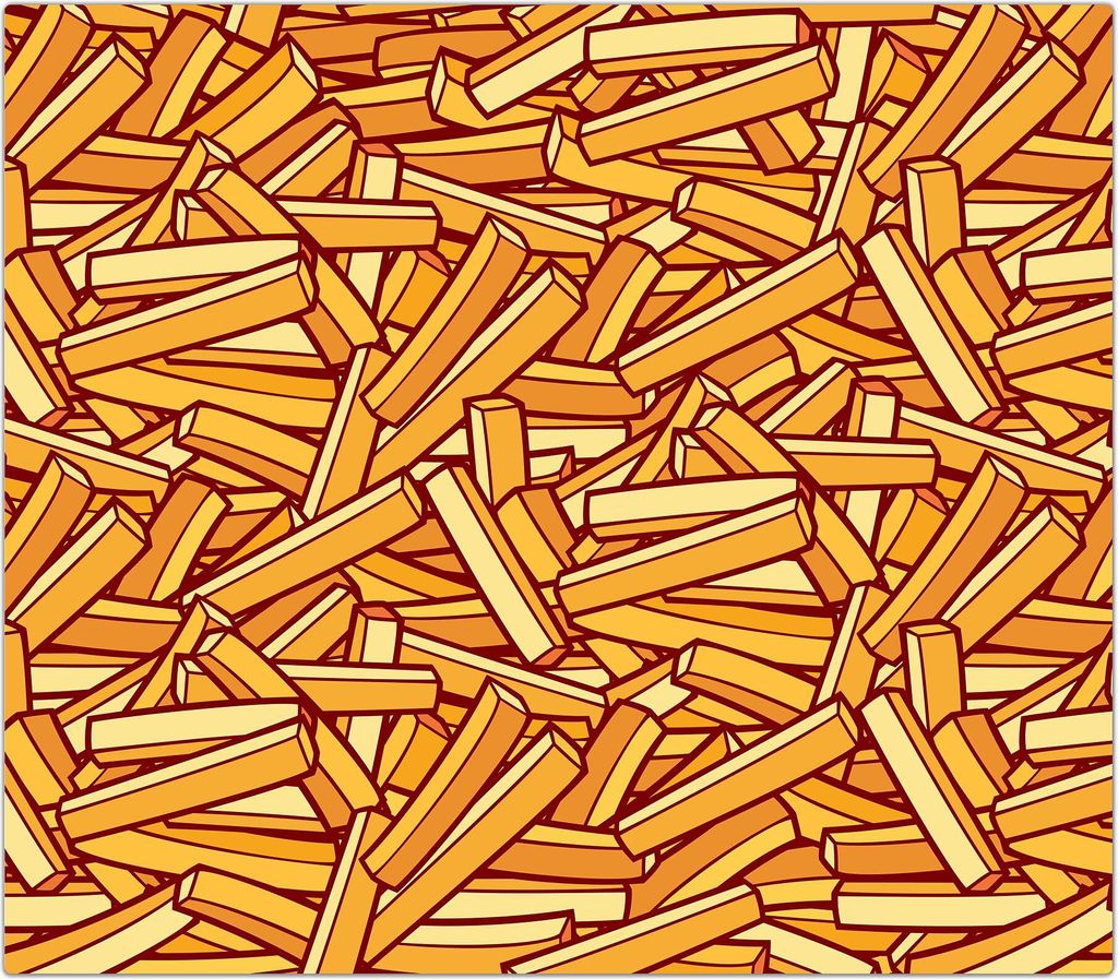 Spritzschutz Herdabdeckplatte Schneidebrett aus Glas Pommes Design 1-Teilig (60x52cm)