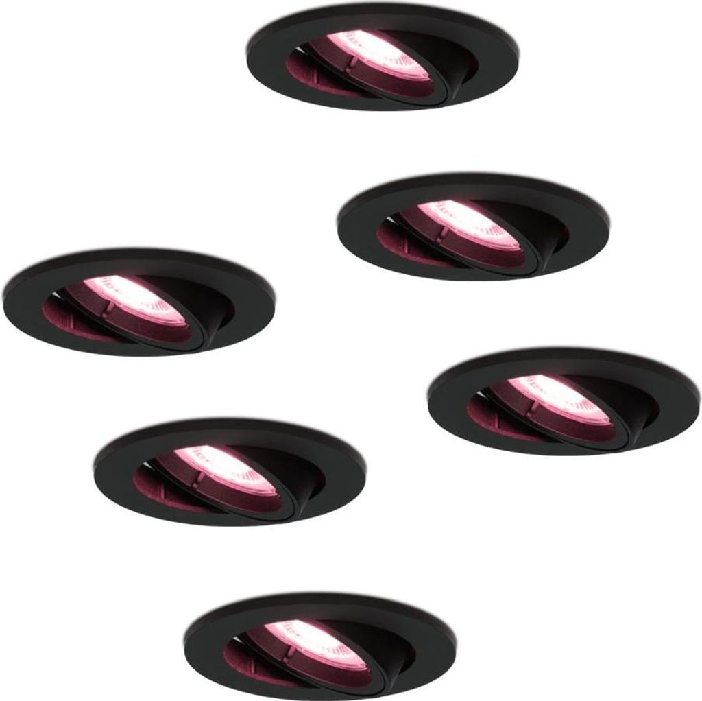hoftronicsmart LED Einbaustrahler GU10 5,5W RGBWW Schwarz 6er Set