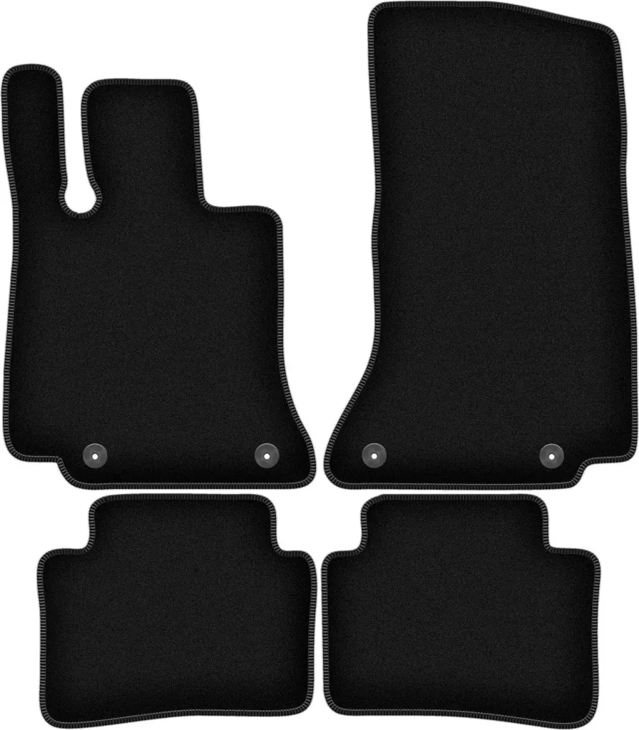 Tappetini in velluto per Mercedes C-Klasa W206 (2021-, berlina, station wagon) neri, set 4 pz, con fissaggi