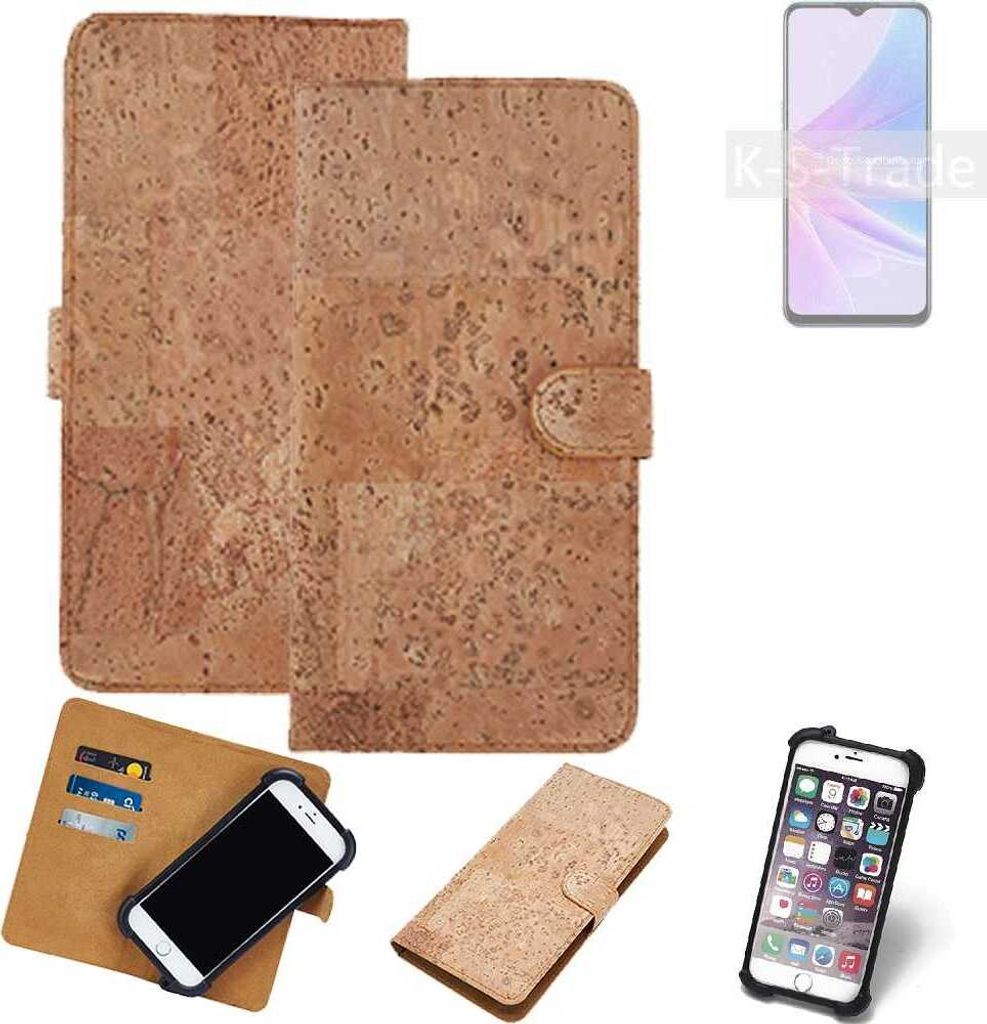 K-S-Trade Hülle kompatibel mit Oppo A58 5G Kork Handyhülle Cover Schutzhülle TPU Case Bumper in Hellbraun, (1x)