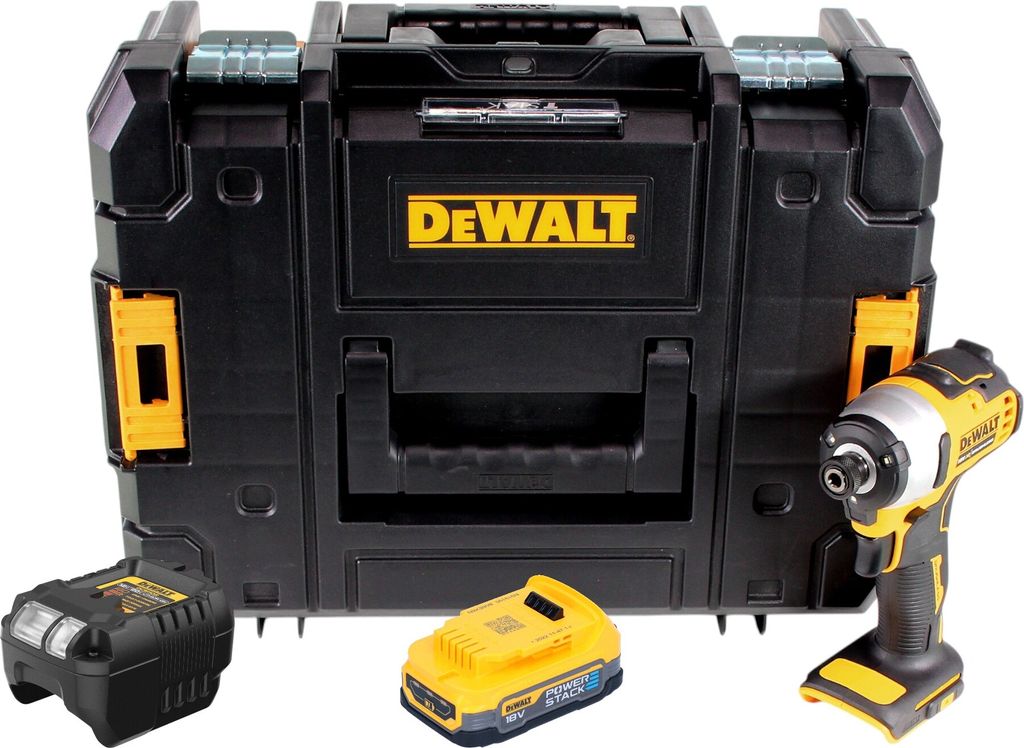 DeWalt DCF 809 E1T Akku Schlagschrauber 18 V Brushless + 1x Powerstack Akku 1,7 Ah + Ladegerät + TSTAK