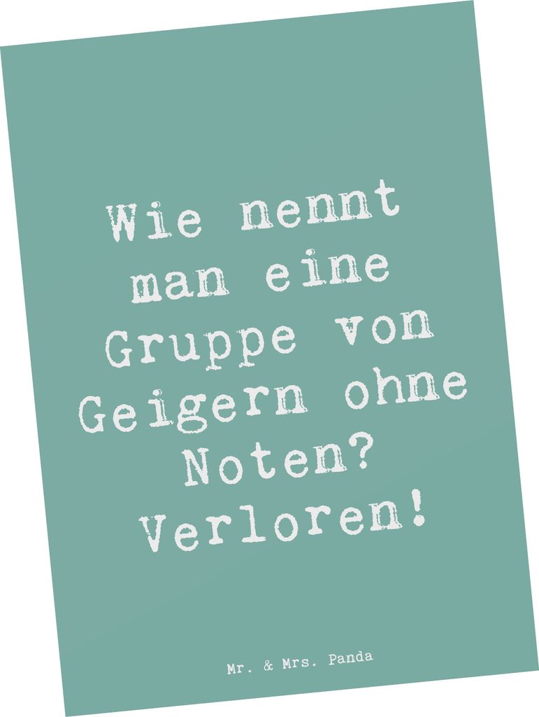 Mr. & Mrs. Panda Postkarte Spruch Verlorene Geiger - Meeresbrise - Geschenk, bildkarte, Grußkarte, Instrument lernen, Ansichtskarten, Notenlesen, ...