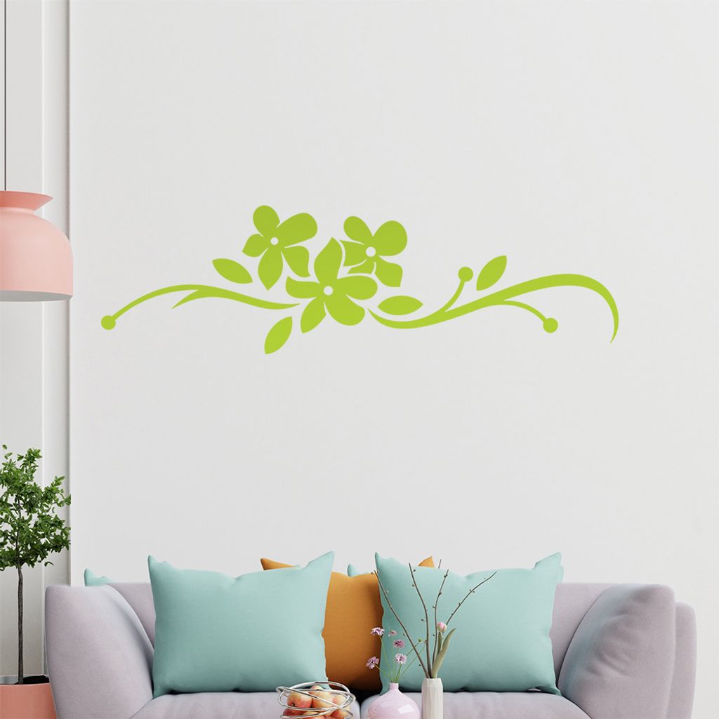 Blumen - Linien Wandtattoo in 6 Größen - Wandaufkleber Wall Sticker - Dekoration, Küche, Wohnzimmer, Schlafzimmer, Badezimmer