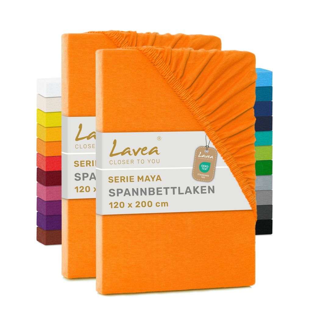 Lavea® 2er Pack Jersey Spannbettlaken 120x200cm, 100% Produktbild 