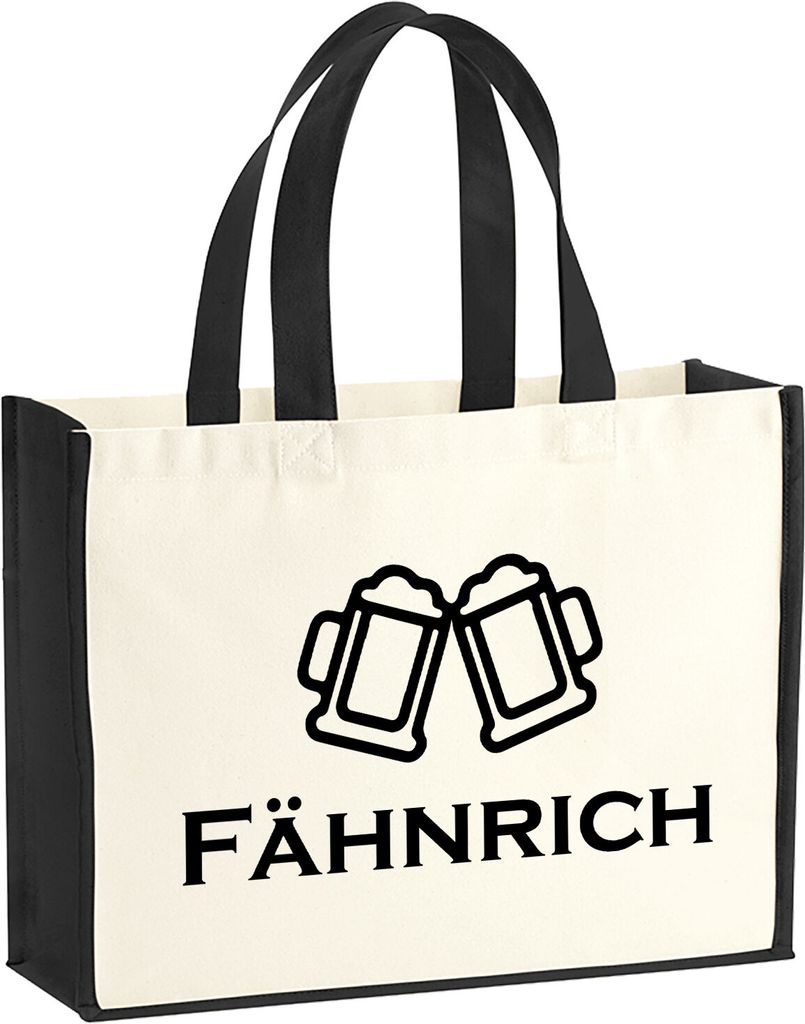 Huuraa Jutetasche Fähnrich Schützenfest 21 Liter Black Jute und Baumwolle Einkaufstasche Geschenkidee