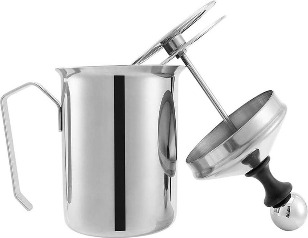 500 ml Milchaufschäumer aus Edelstahl mit Doppelnetz, 8 x 8 x 18 cm