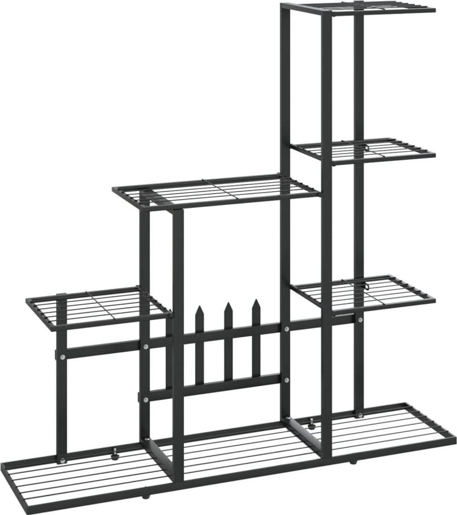 vidaXL Stojan na květiny 94,5x25x88 cm Černý kov Obrázek produktu 
