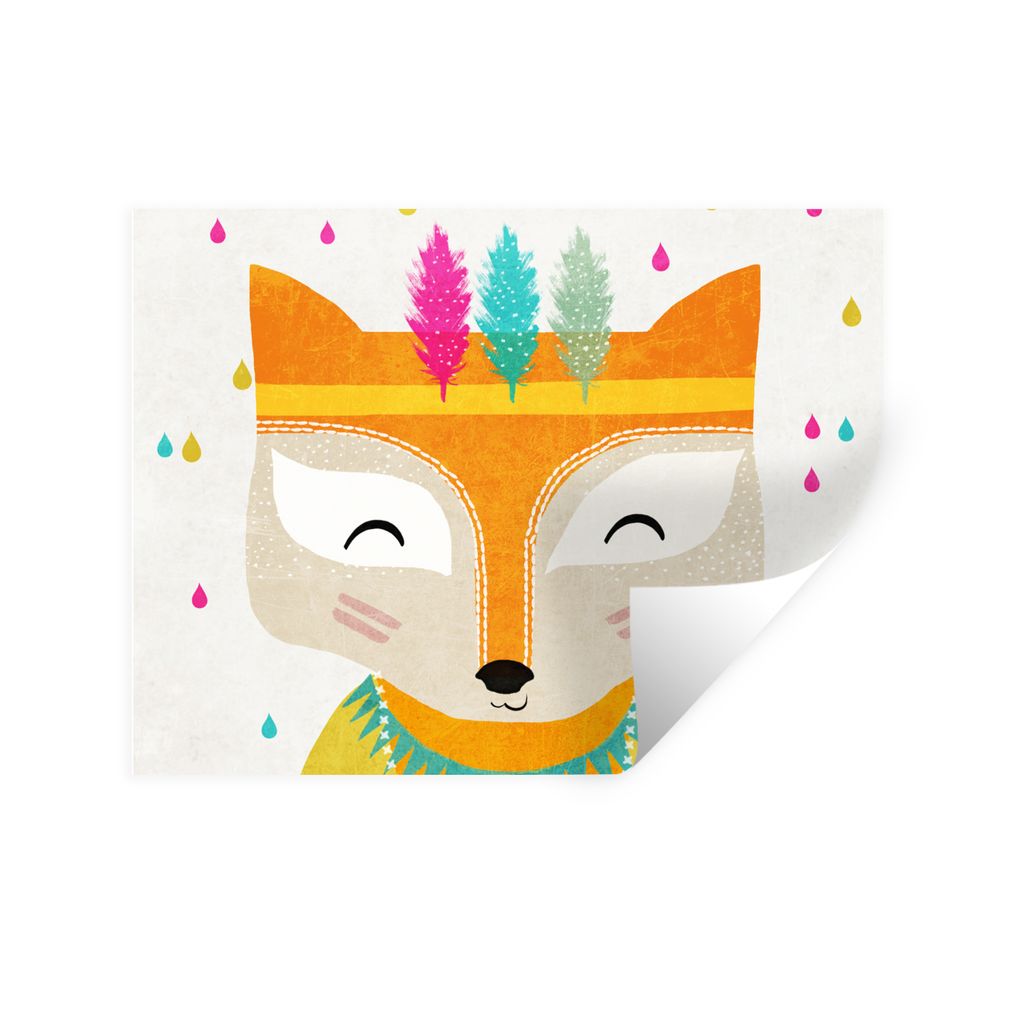 MuchoWow Wandtattoo Wandsticker Wandaufkleber Tiere - Farben - Fuchs - Porträt 80x60 cm Selbstklebend und Repositionierbar - Faltenfrei