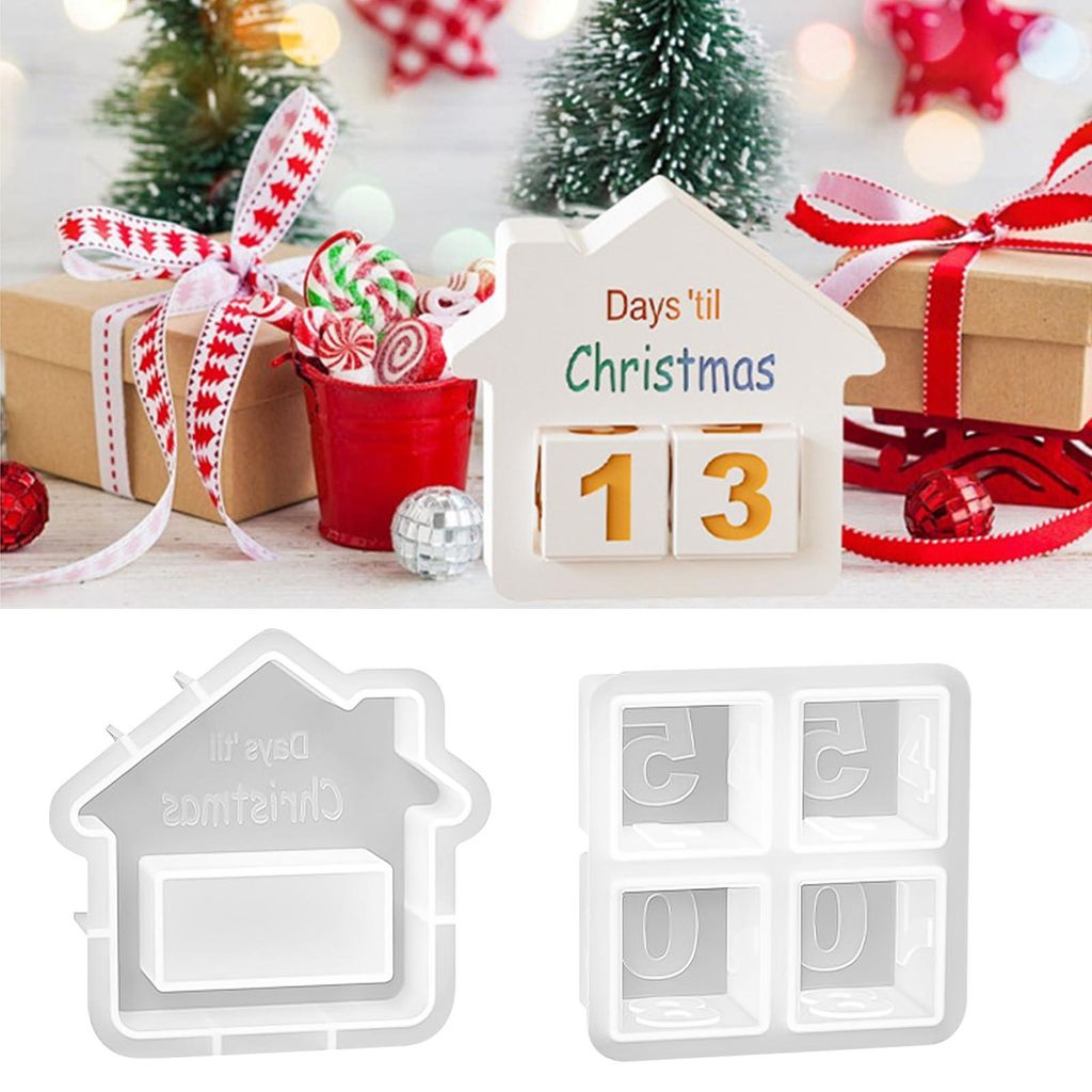 Silikonformen zum Gießen von Häusern und Zahlen, Gipsformen zum Gießen, Silikon-Weihnachtsform, Silikonformen mit den Zahlen 1–24 für Bastela...