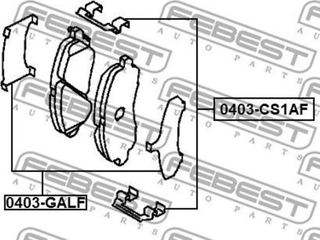 FEBEST 0403-CS1AF Zubehörsatz, Scheibenbremsbeläge OE 1607500680 kompatibel mit Sebring, Stratus, C4, Galant, Grandis, L300, Lancer, Outlander, S...