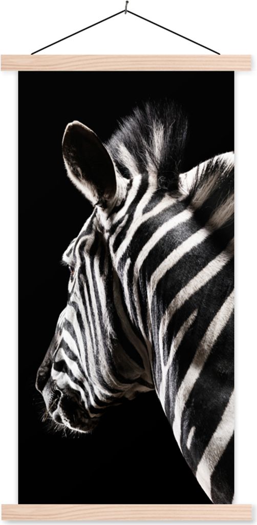 MuchoWow Textilposter Zebra - Wilde Tiere - Muster 40x80 cm mit holzfarbenen Rahmen - Wohnzimmer